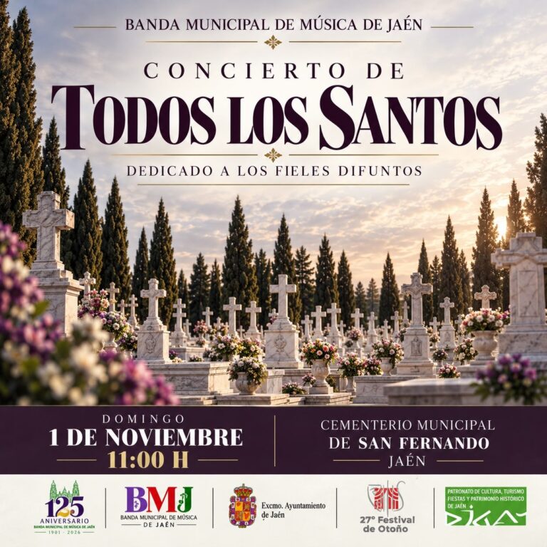 Cartel del Concierto de Todos los Santos de la Banda Municipal de Música de Jaén en el cementerio de San Fernando