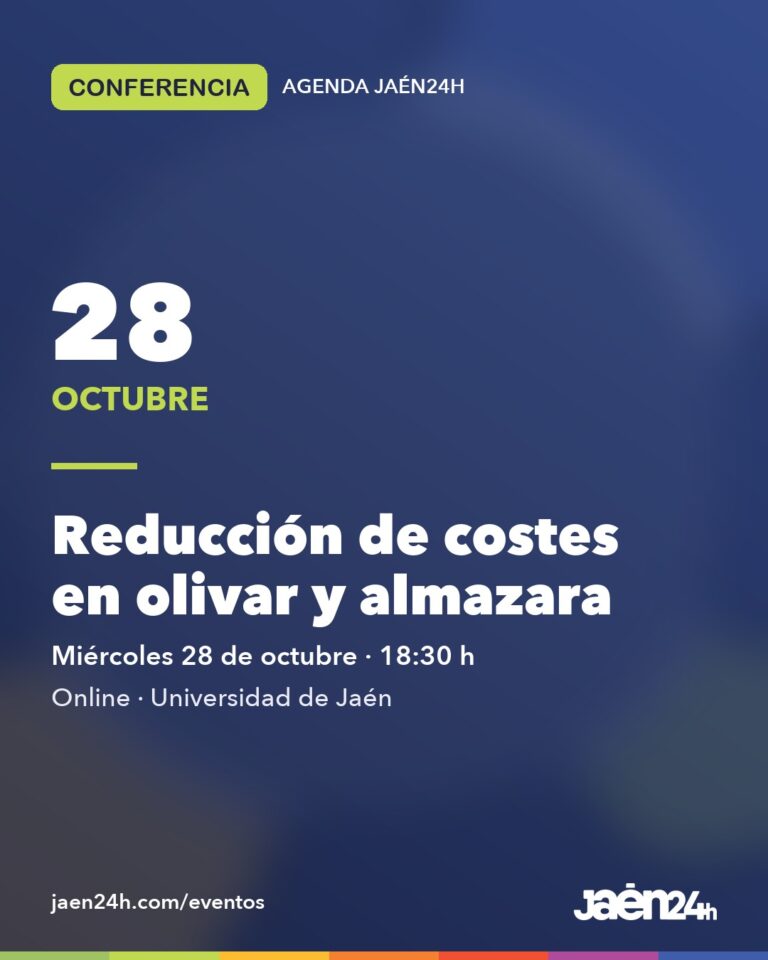 Cartel de la conferencia sobre reducción de costes en olivar y almazara