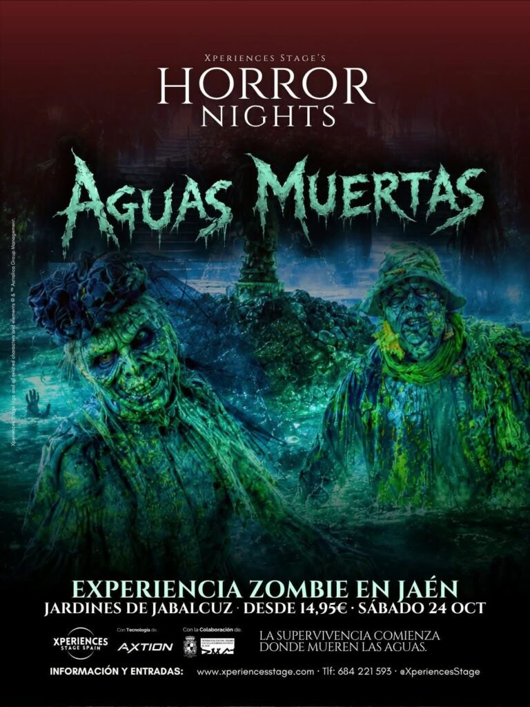 Cartel de Horror Nights Aguas muertas en los Jardines de Jabalcuz