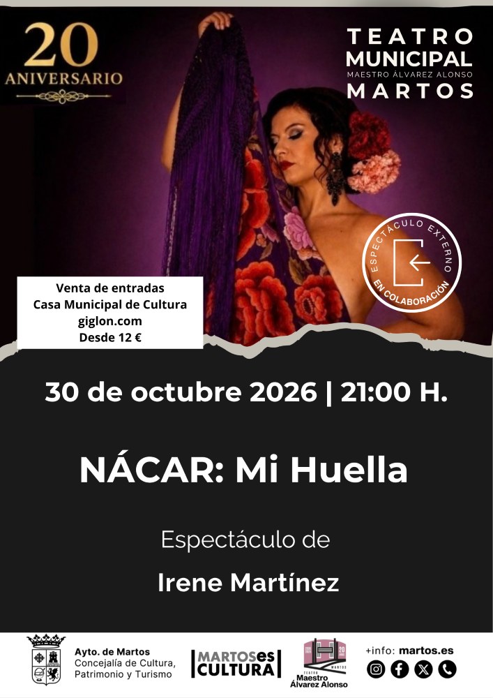 Irene Martínez estrena «Nácar: Mi huella» en el Teatro de Martos