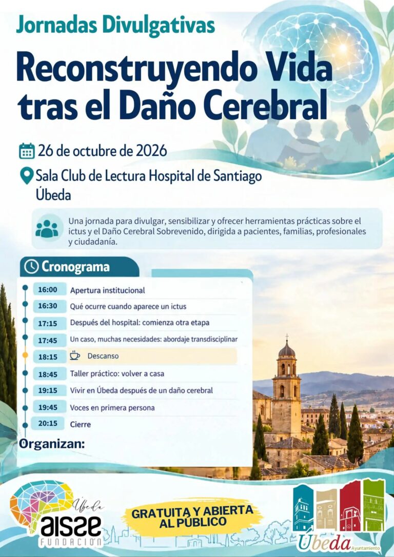 Cartel de las jornadas Reconstruyendo Vida tras el Daño Cerebral en Úbeda