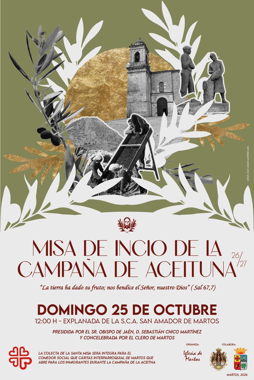 Cartel de la misa de inicio de la campaña de la aceituna 2026/27 en Martos