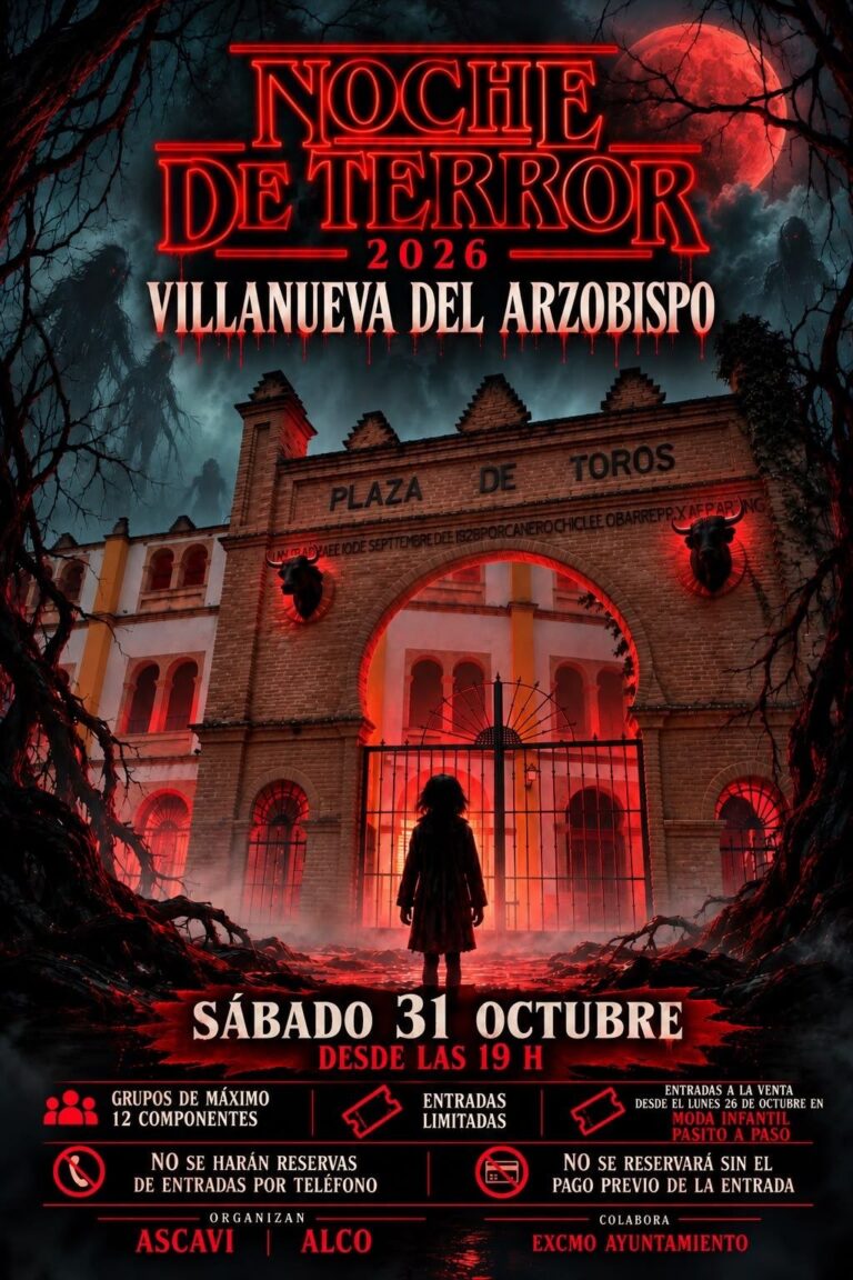 Cartel de la Noche de Terror 2026 en la Plaza de Toros de Villanueva del Arzobispo